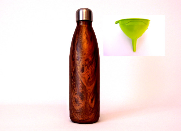 Holz Thermoflasche mit grünen Trichter