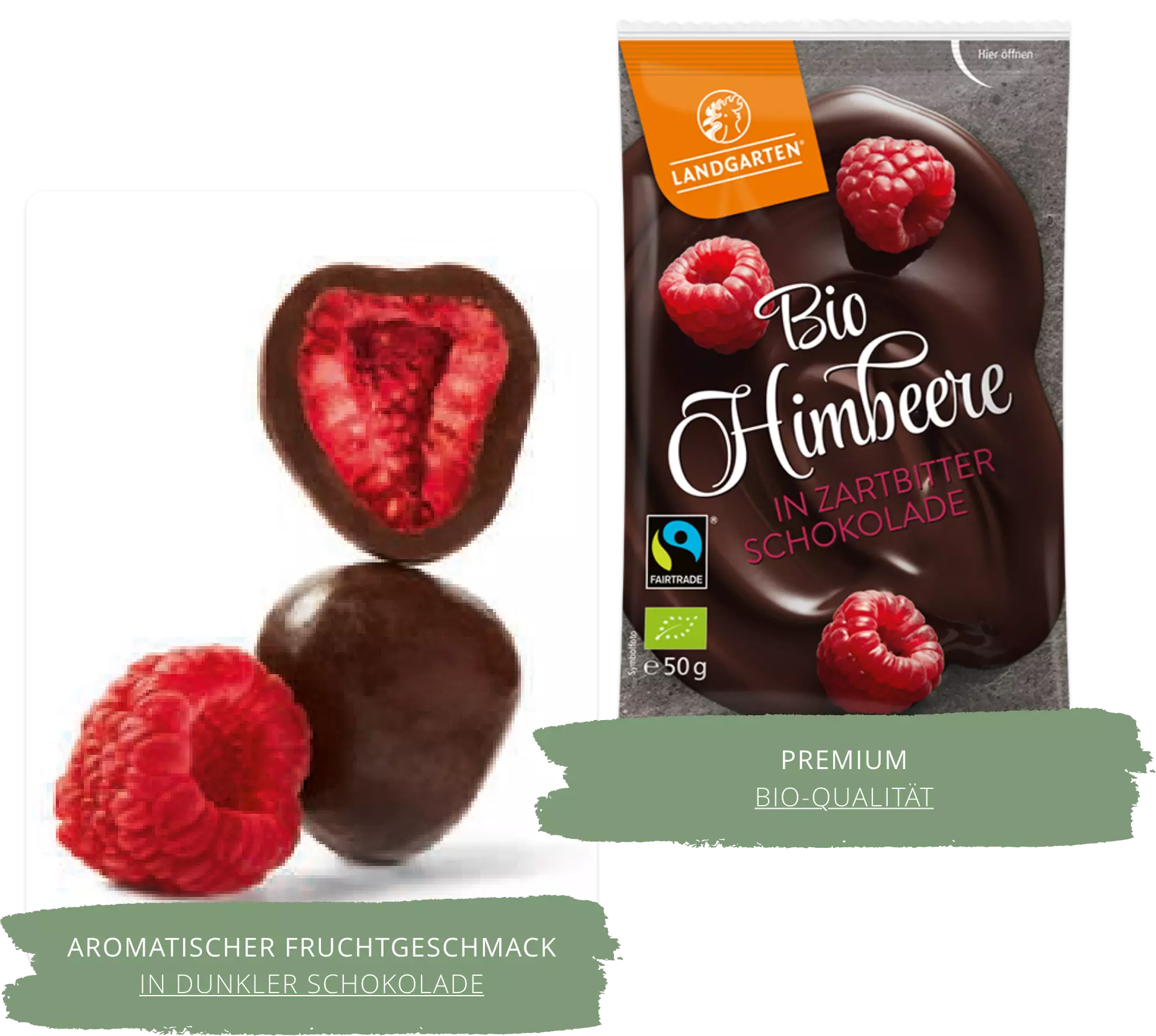Bio Himbeeren in Zartbitterschokolade