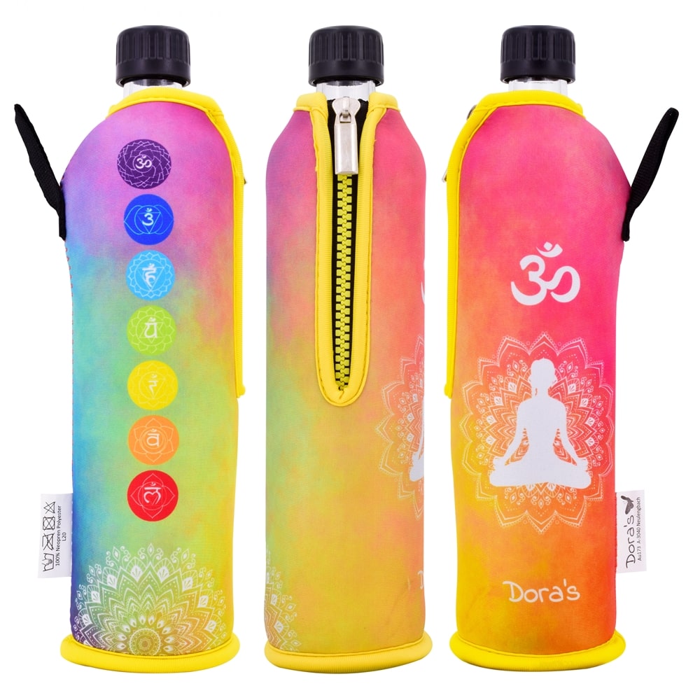 Dora's neue Glasflasche mit Neoprenbezug 