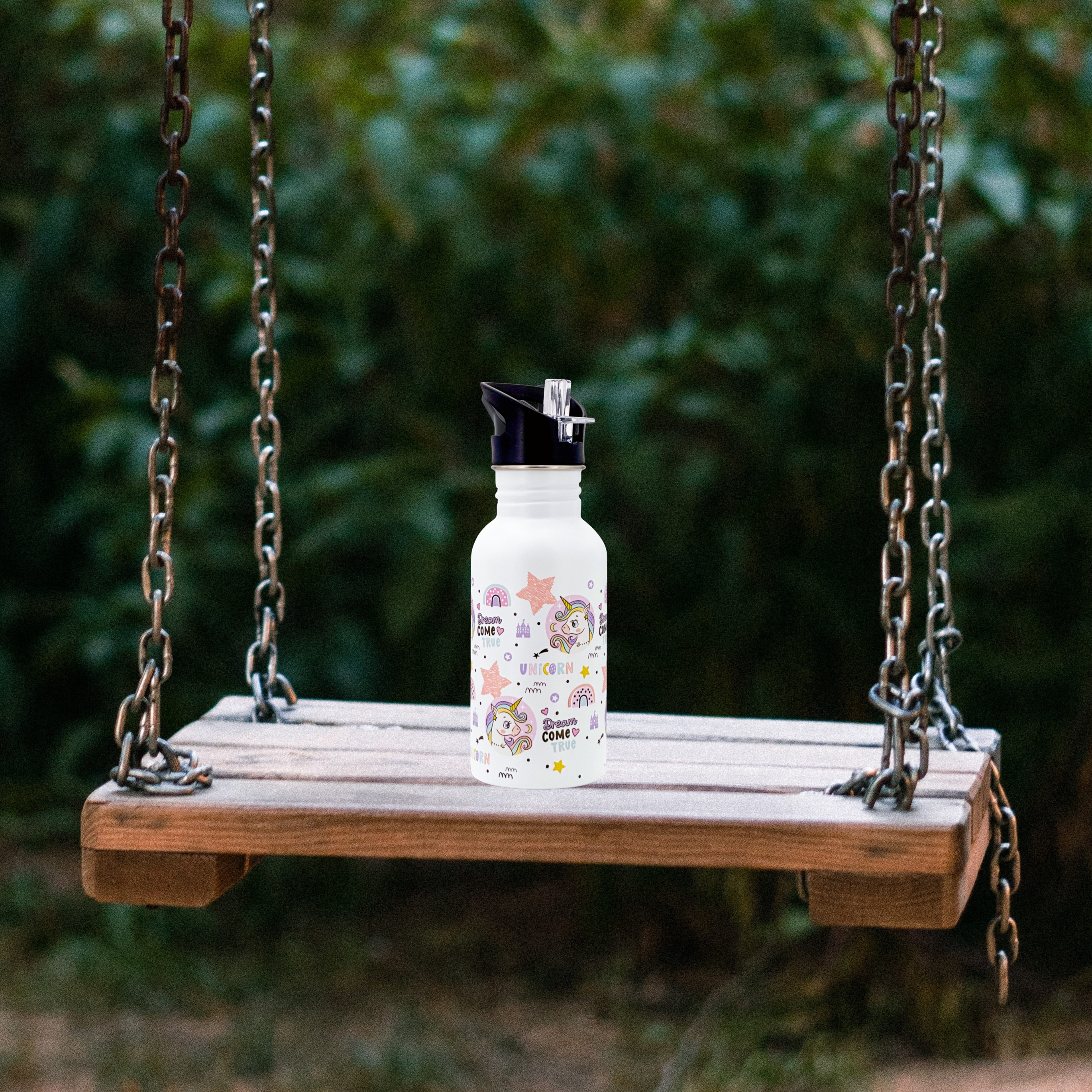 Dora´s Retro Edelstahlflasche "Einhorn" 500ml einwandig mit Push Pull