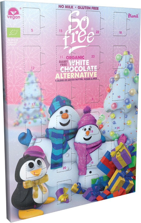Bio und Veganer Adventskalender mit weißer Schokolade
