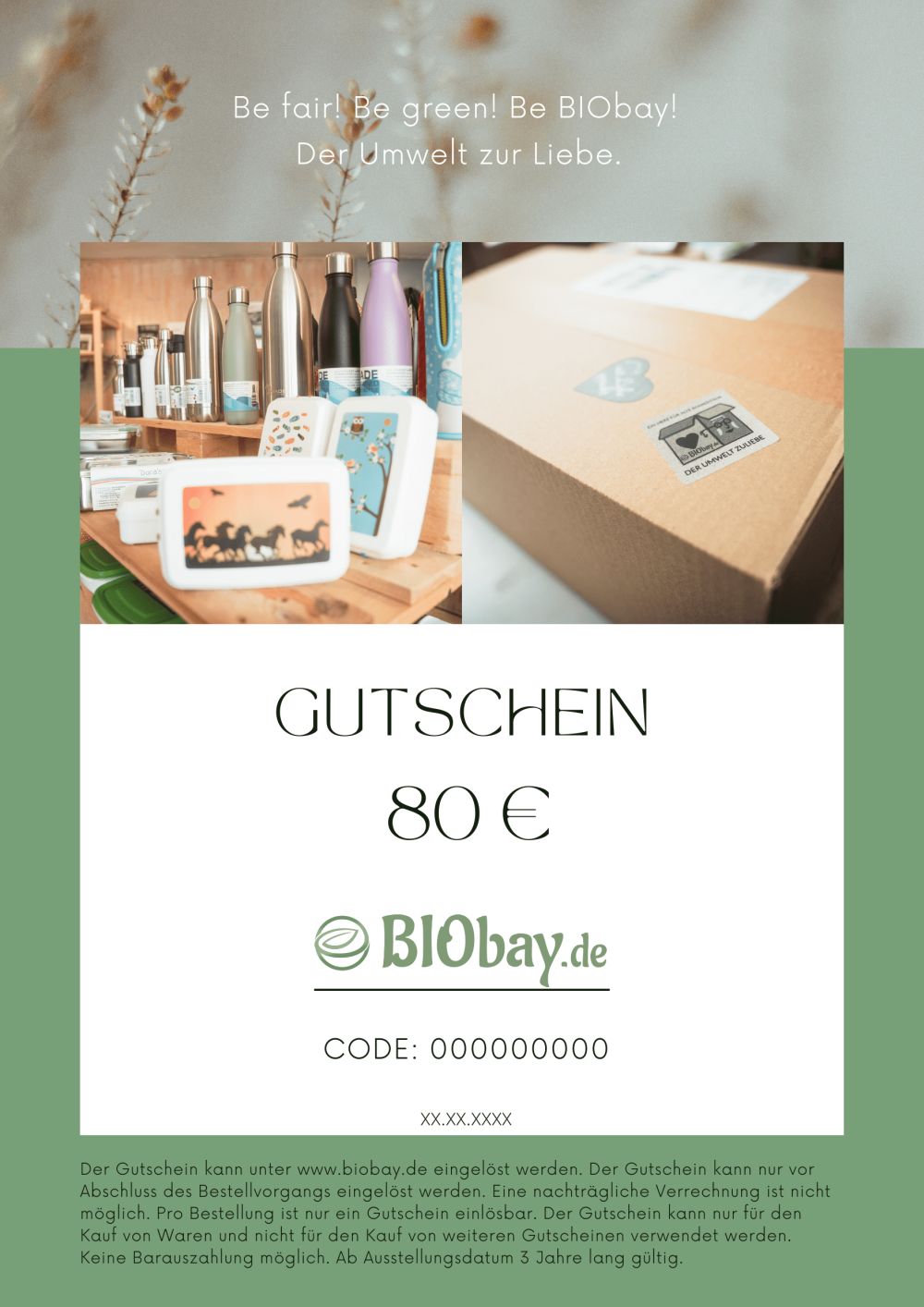 Gutscheine von BIObay.de – Dein individuelles Geschenk, ab 10€ - druckfähige PDF per E-Mail