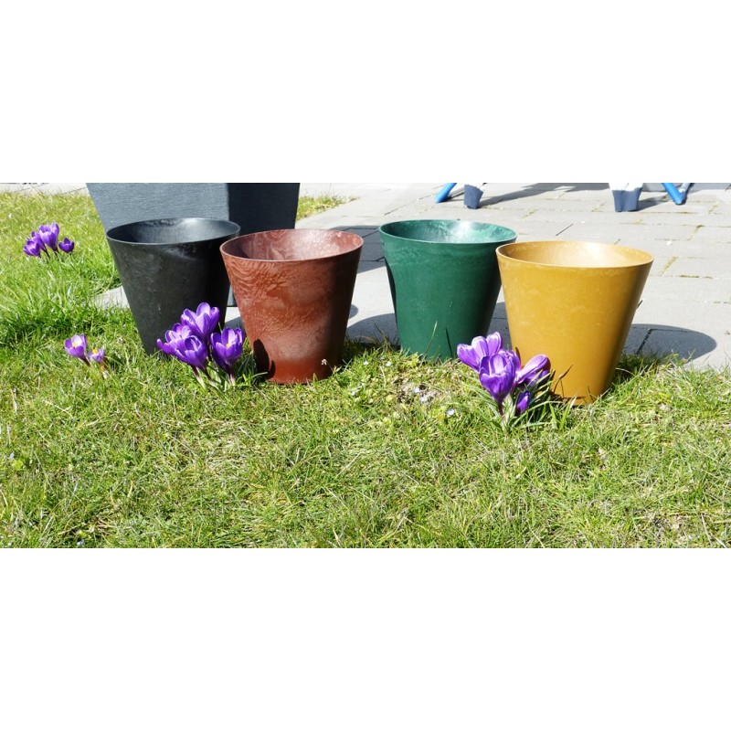 Biowert Blumentopf aus Wiesengras und Kunststoff in Marmoroptik