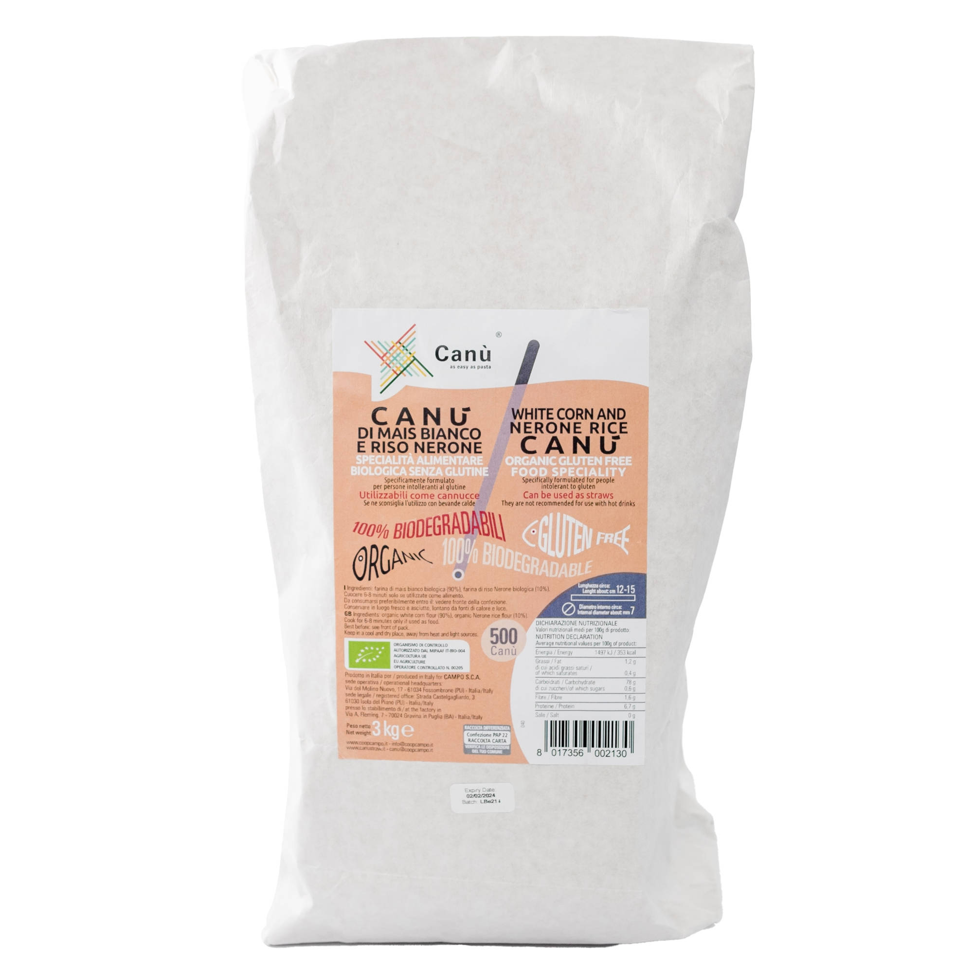 Canù Nudeltrinkhalm Schwarz, 17cm, 360St.