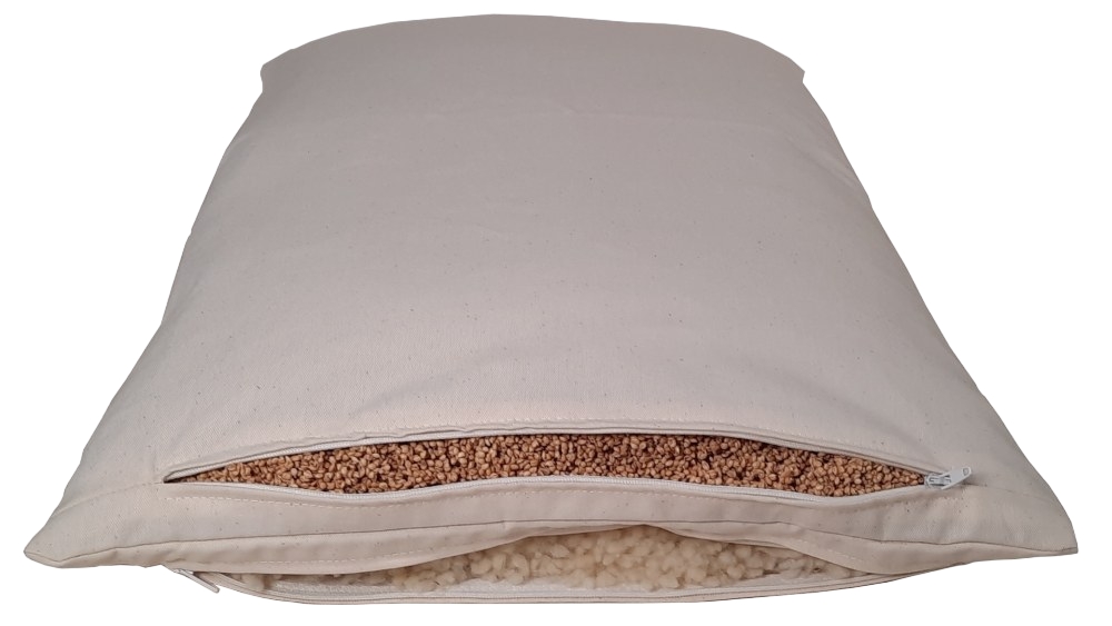 Speltex Bio Kombikissen 60x40 cm -- Wollkügelchen (kbT) und Hirseschalen mit Kautschuk 