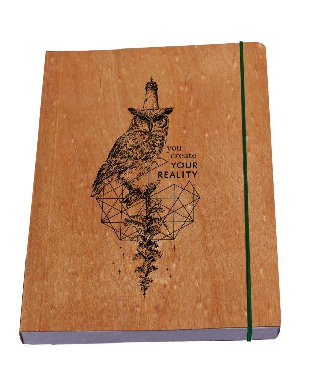 Notizbuch Eule - Kirsche oder Nussbaum