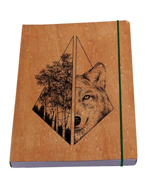 Notizbuch Wolf Maskulin - Kirsche oder Nussbaum