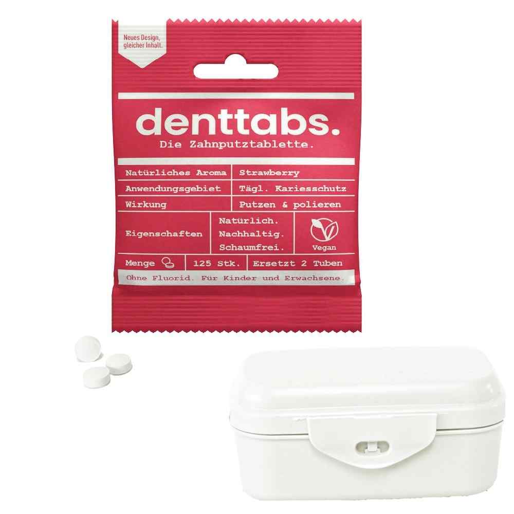 Set aus Denttabs Zahnputztabletten und Biodora Aufbewahrungsbox