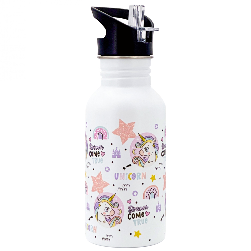 Dora´s Retro Edelstahlflasche "Einhorn" 500ml einwandig mit Push Pull