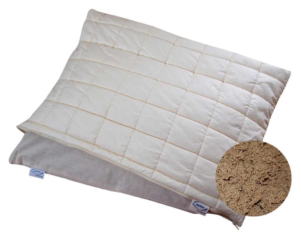 Speltex Schlafkissen 60x40 cm mit Stepphülle - Hirseschalen mit Kautschuk