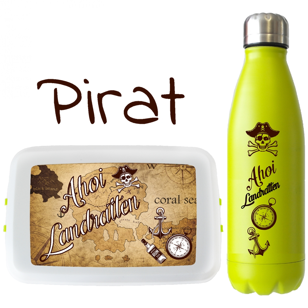 Piraten Set Lunchbox und Trinkflasche