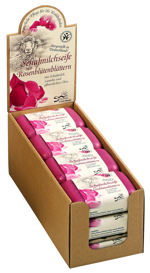 Verkaufsdisplay Schafmilchseife Rose
