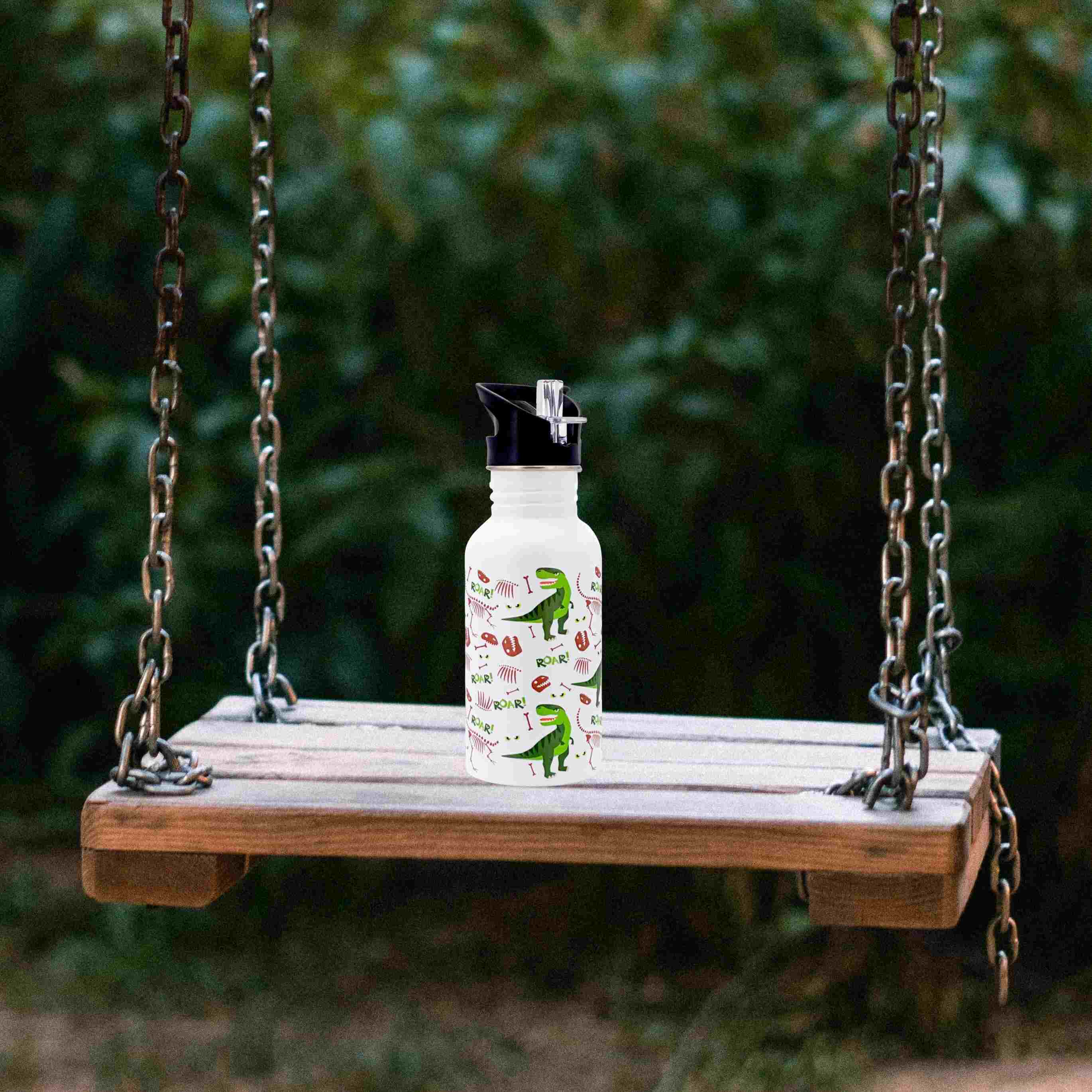 Dora´s Retro Edelstahlflasche "Dino" 500ml einwandig mit Push Pull