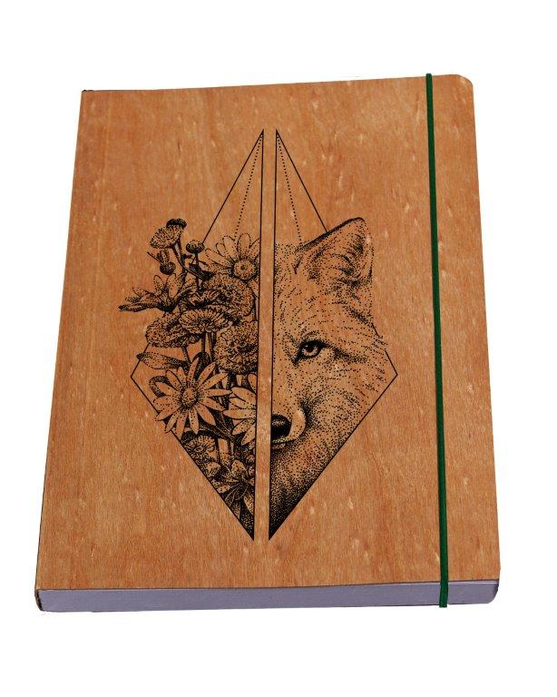 Notizbuch Wolf Feminin - Kirsche oder Nussbaum