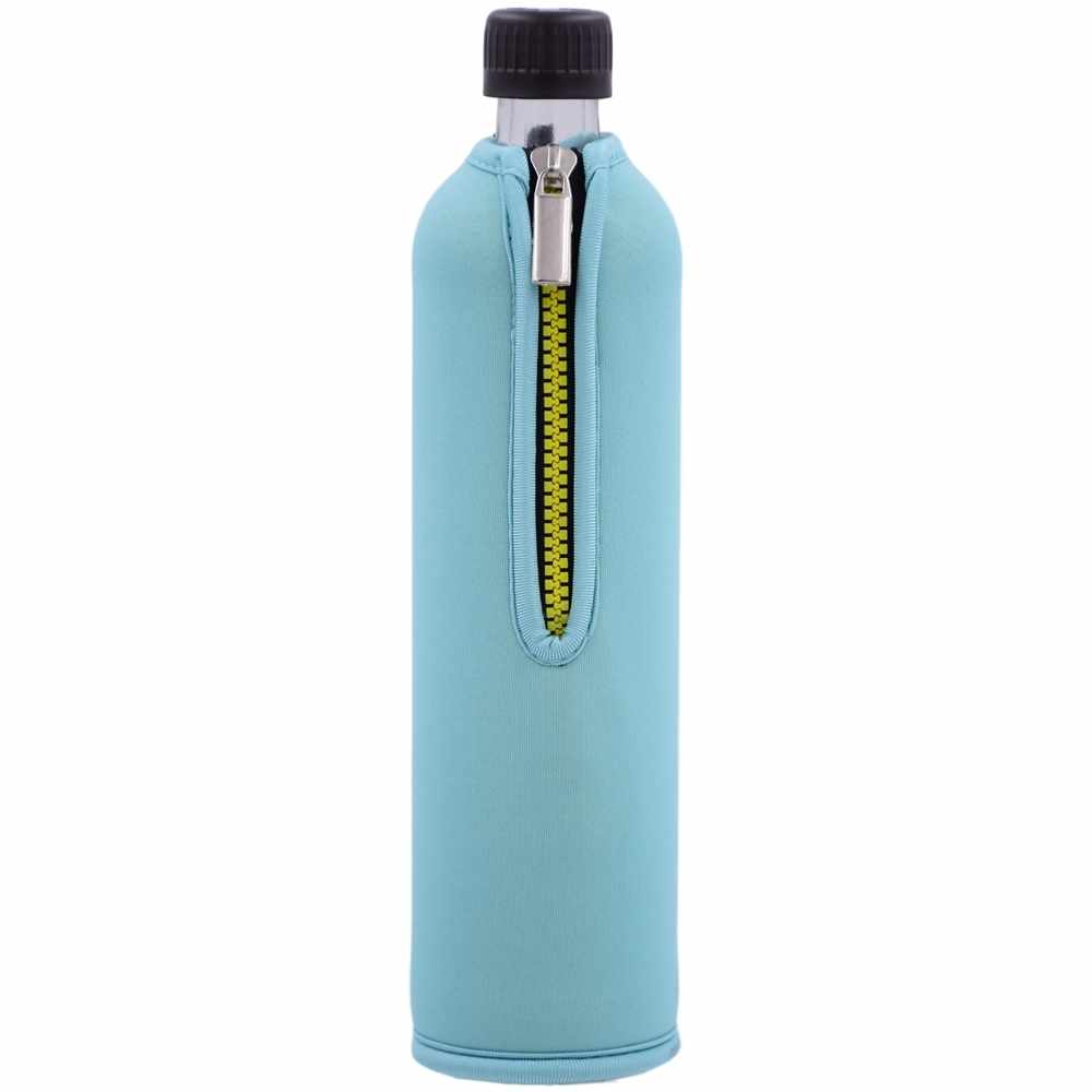 Dora's Glasflasche mit versch. farbigem Neoprenbezug (500ml)