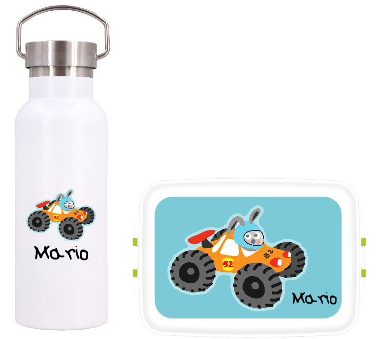 Personalisiertes Kinderset Monstertruck - Flasche und Box