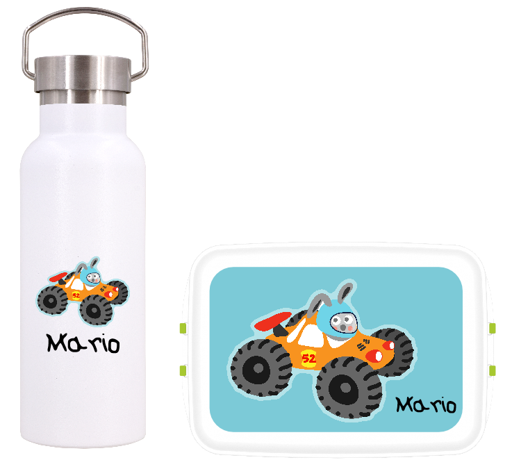 Dora's Personalisiertes Kinderset "Monstertruck" (Trinkflasche und Lunchbox)