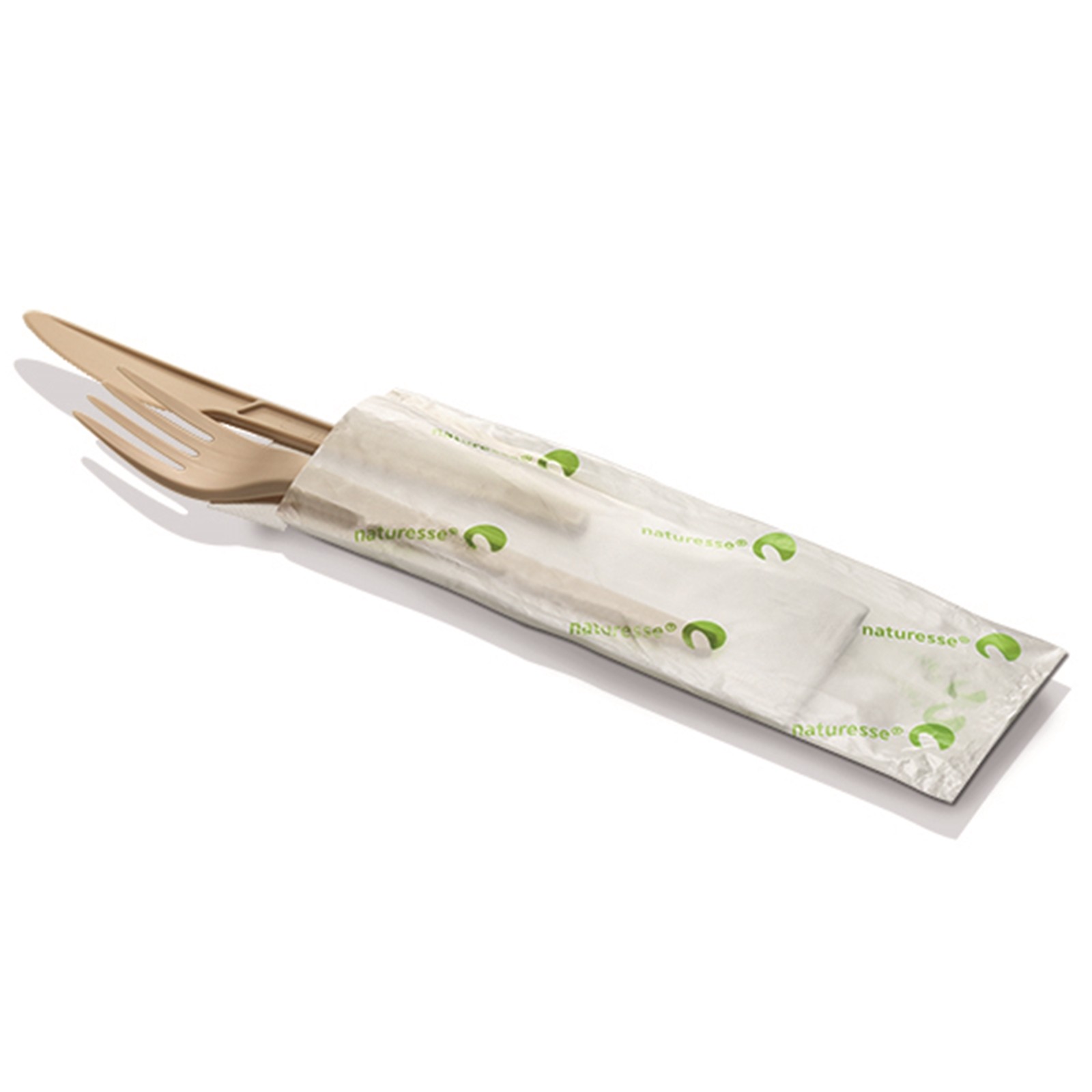 naturesse CPLA Besteck-Set beige 3-tlg. Messer, Gabel, Serviette