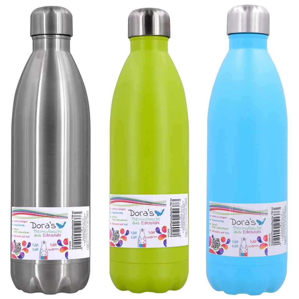 Dora's Thermosflasche aus Edelstahl in versch. Farben (750ml)
