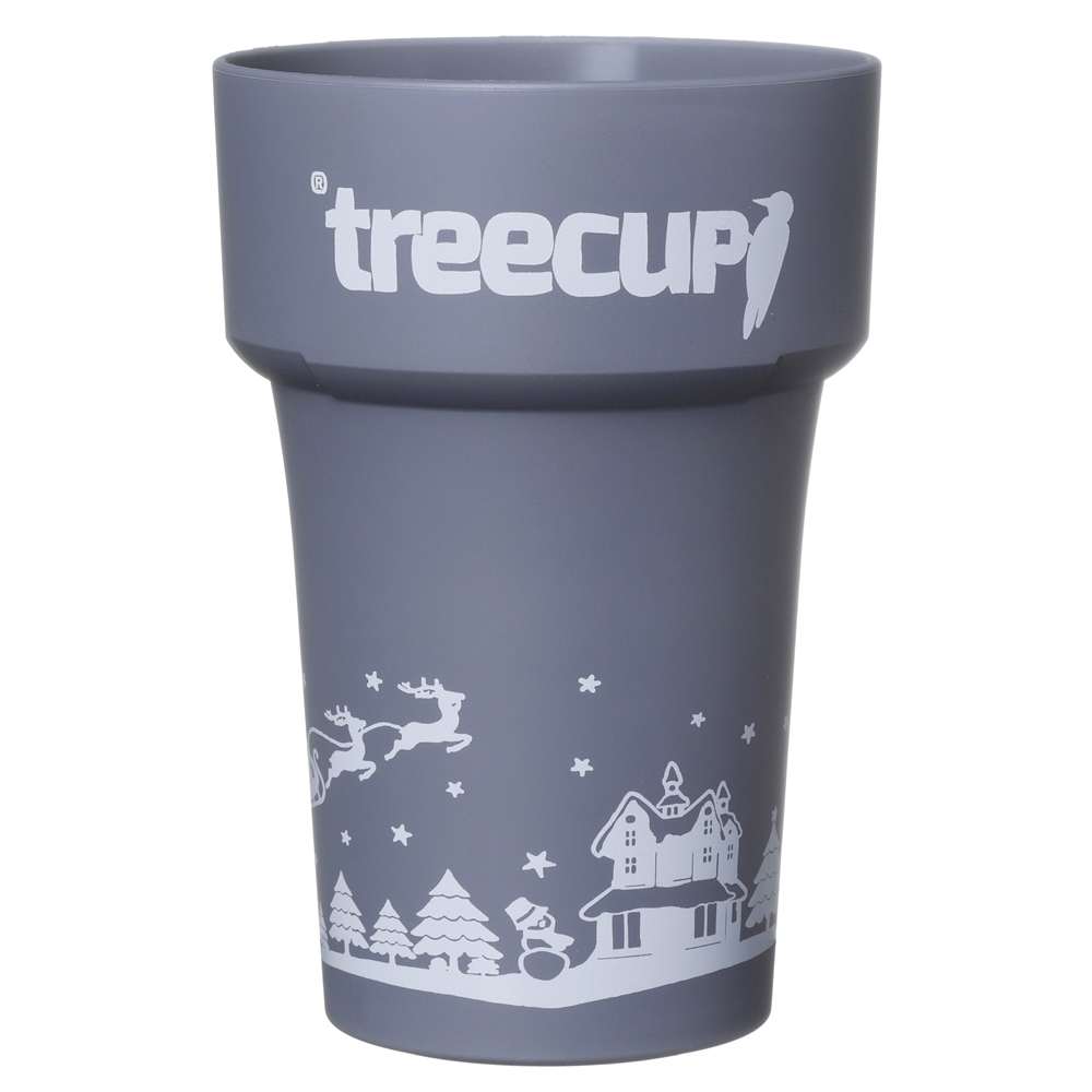 treecup 400 ml Mehrwegbecher mit Weihnachtsmotiv - Grau