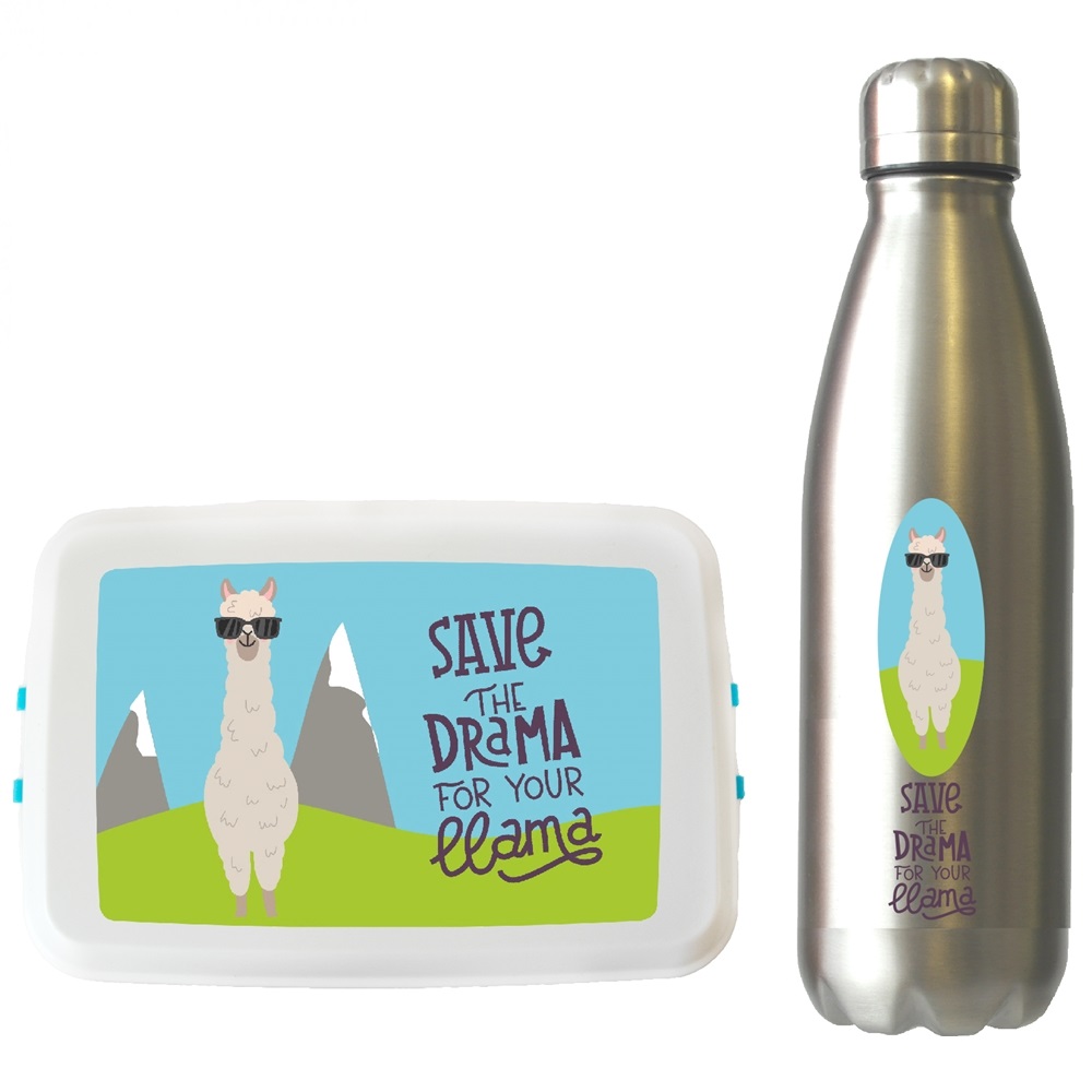 Edelstahl-Trinkflasche-Lunchbox-Lama