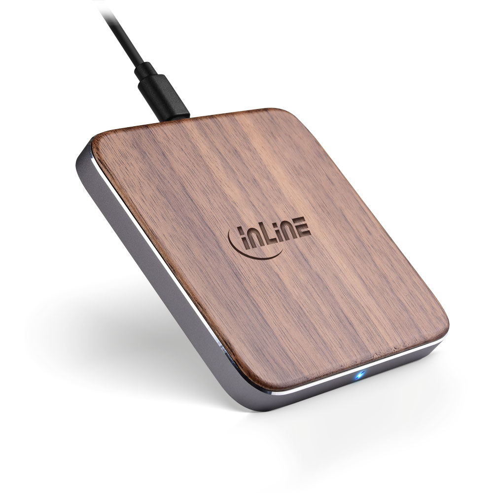 "InLine® Qi woodcharge, wireless fast charger