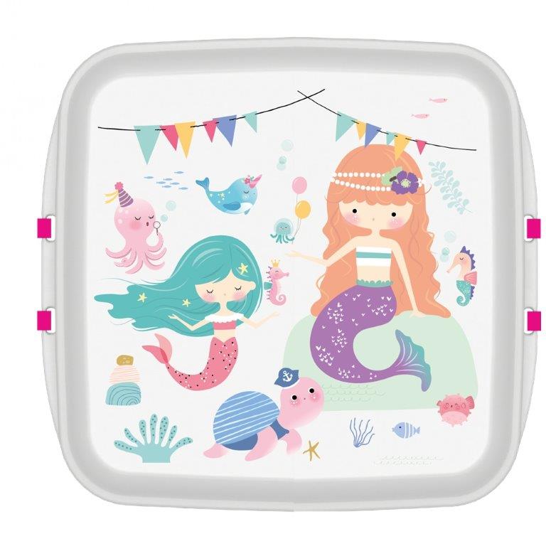 Kleine Lunchbox mit Druck Meerjungfrau 11 x 11 x 5 cm